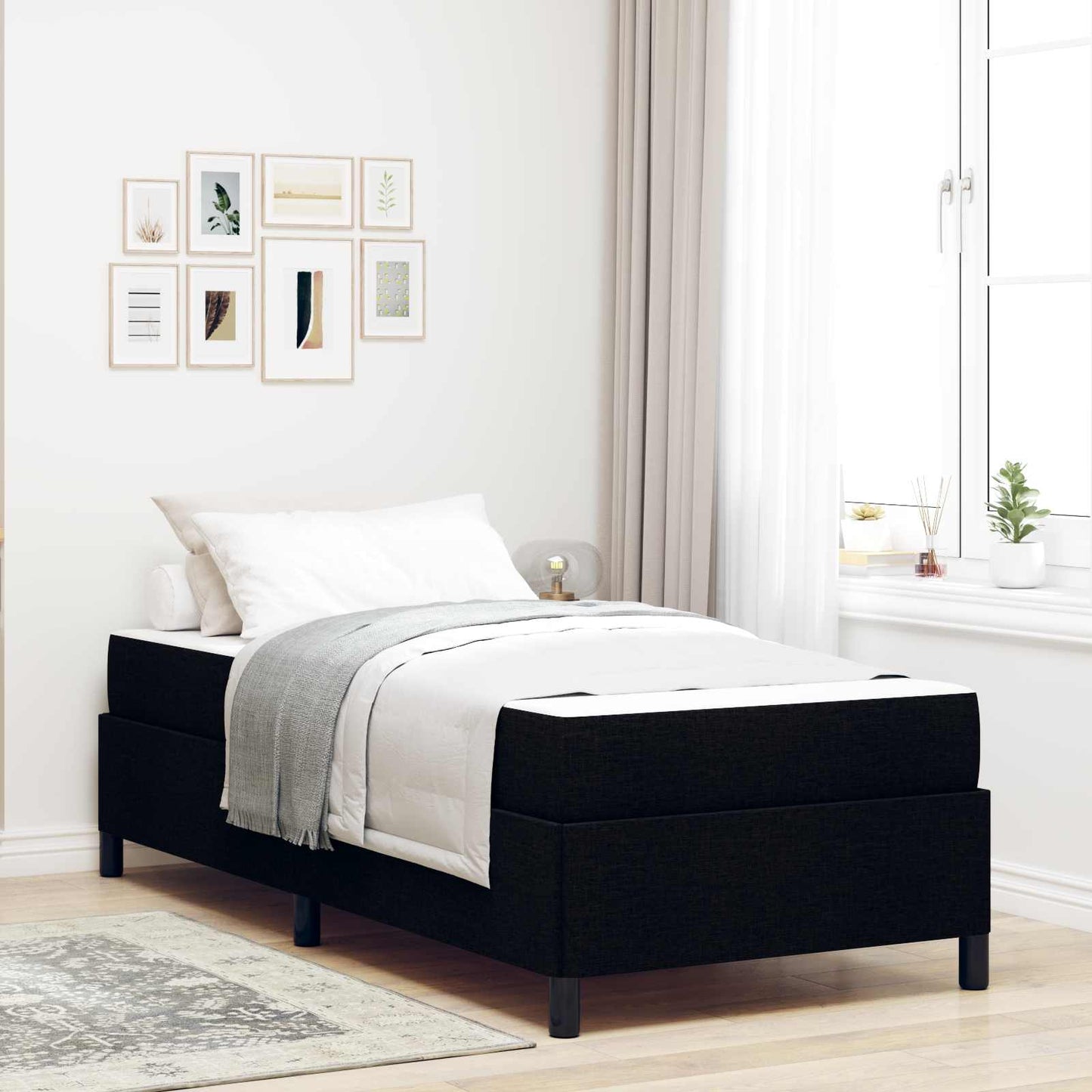 vidaXL Κρεβάτι με ελατήρια με στρώμα Μαύρο 90 x 190 cm ύφασμα