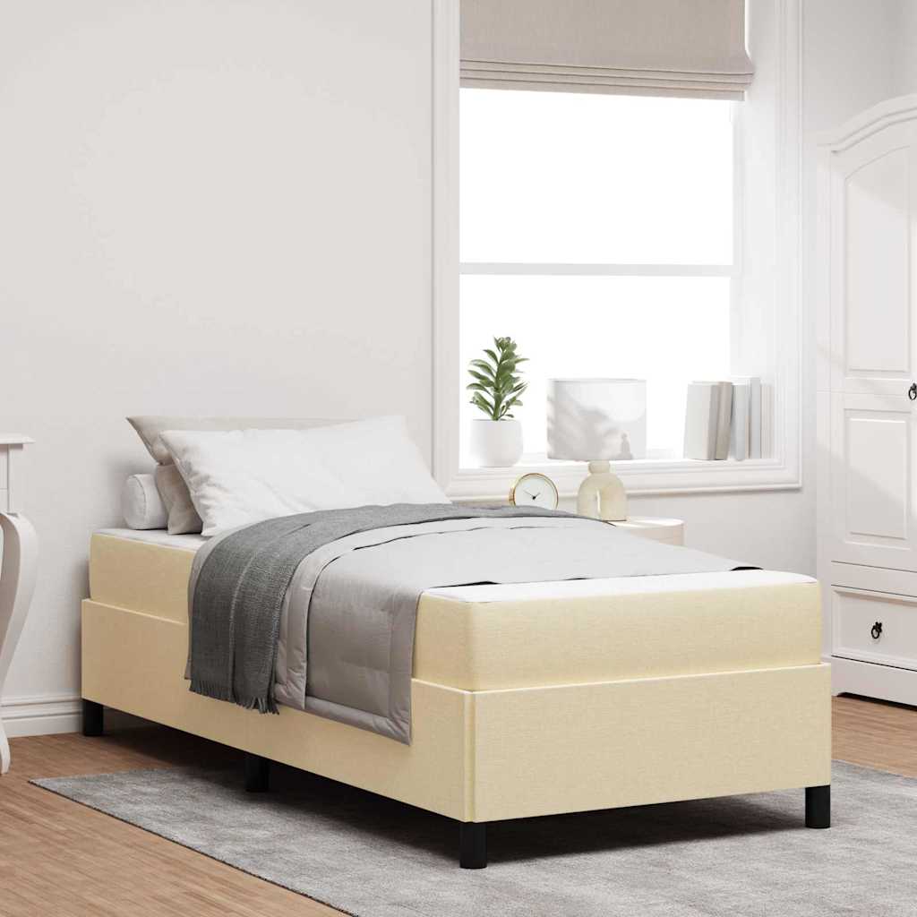 vidaXL Κρεβάτι με ελατήρια με στρώμα Κρεμ 90 x 190 cm ύφασμα