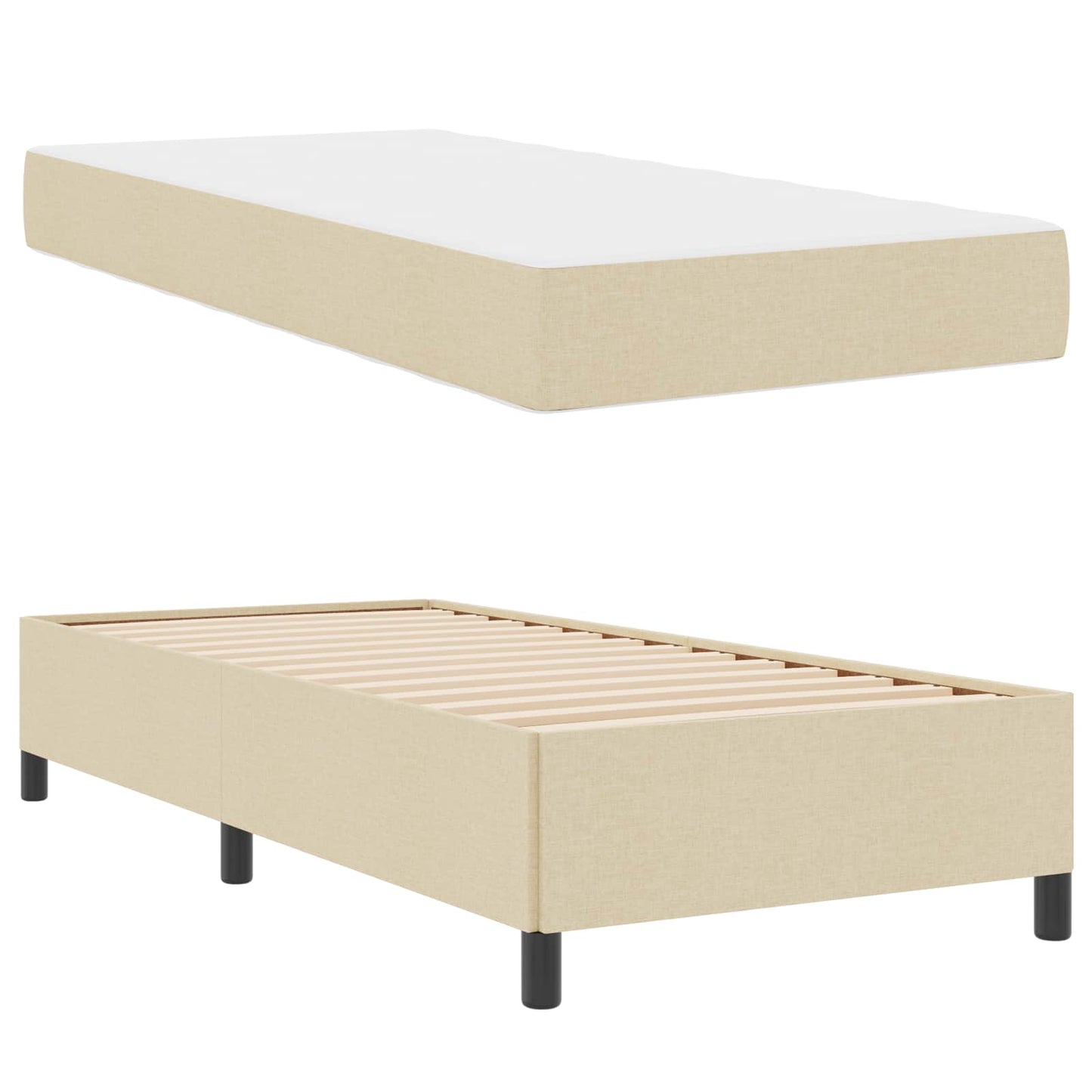vidaXL Κρεβάτι με ελατήρια με στρώμα Κρεμ 90 x 190 cm ύφασμα