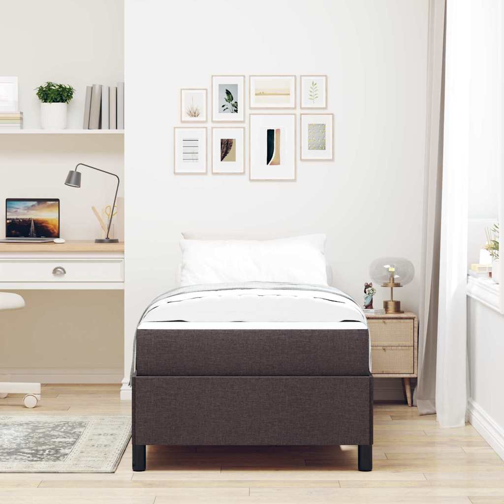 vidaXL Κρεβάτι με ελατήρια Σκούρο Καφέ 90 x 200 cm ύφασμα