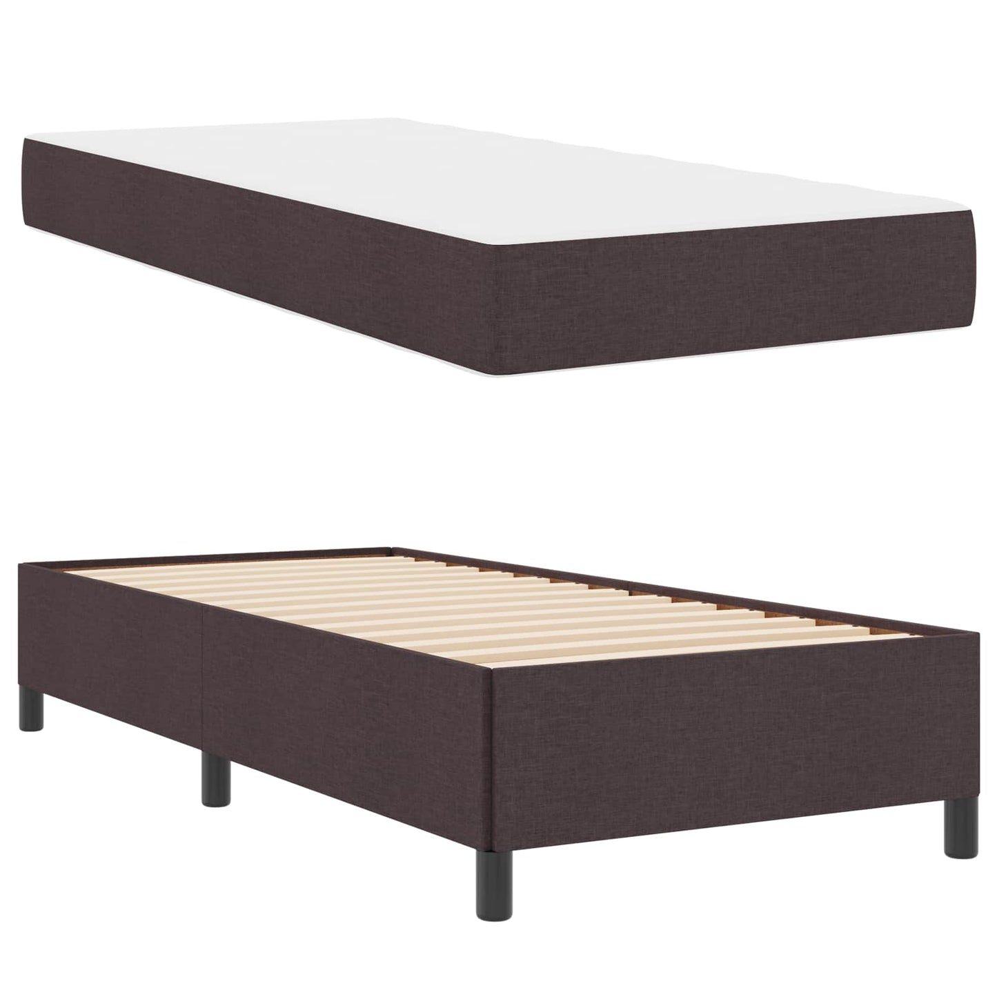 vidaXL Κρεβάτι με ελατήρια Σκούρο Καφέ 90 x 200 cm ύφασμα