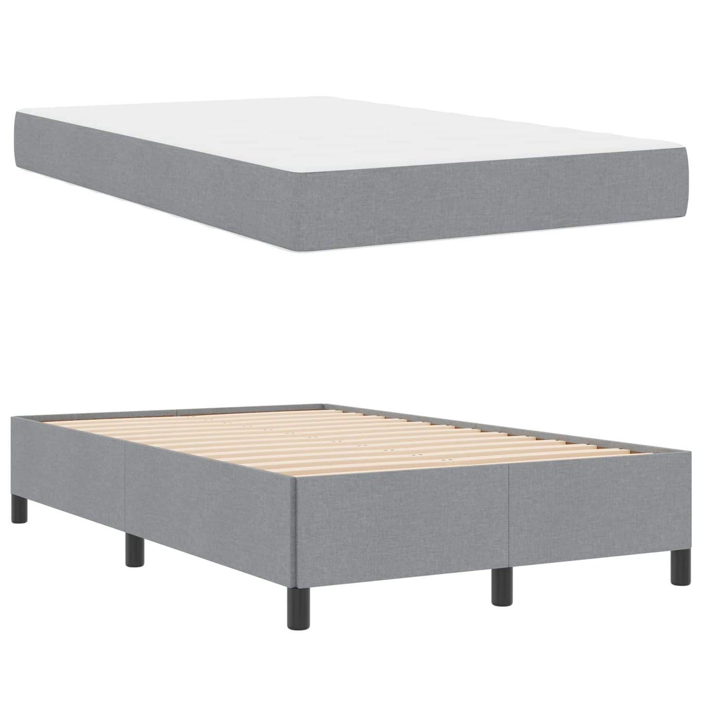 vidaXL Κρεβάτι με ελατήρια Ανοιχτό γκρι 120 x 200 cm ύφασμα