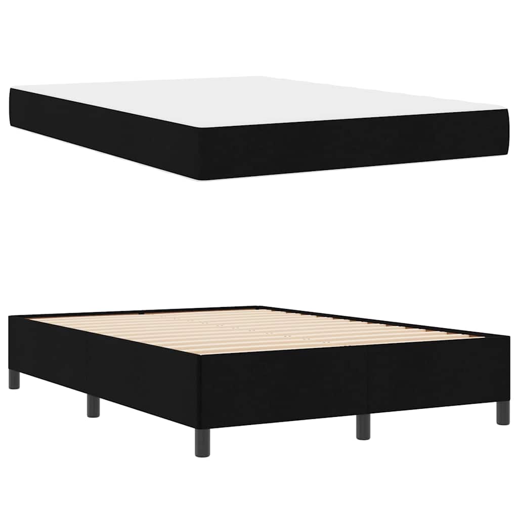 vidaXL Κρεβάτι με ελατήρια με στρώμα Μαύρο 140 x 190 cm ύφασμα