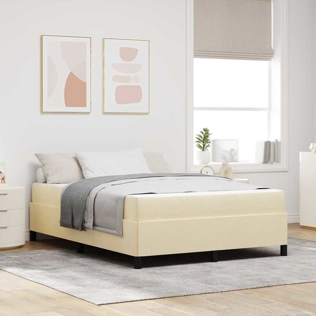 vidaXL Κρεβάτι με ελατήρια με στρώμα Κρεμ 140 x 190 cm ύφασμα