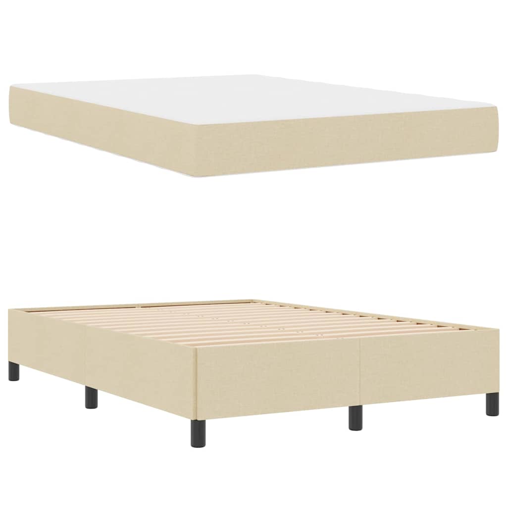 vidaXL Κρεβάτι με ελατήρια με στρώμα Κρεμ 140 x 190 cm ύφασμα