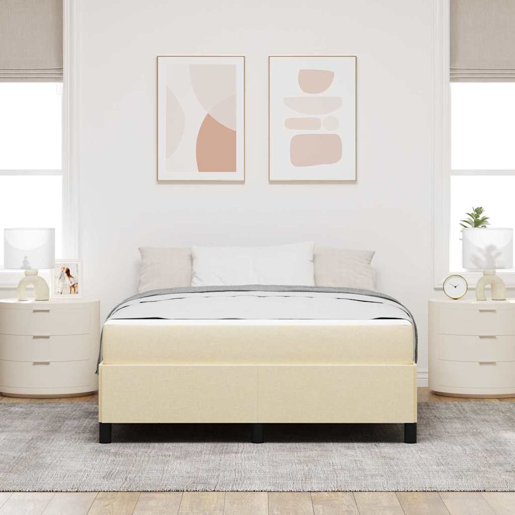 vidaXL Κρεβάτι με ελατήρια Κρεμ 140 x 200 cm ύφασμα