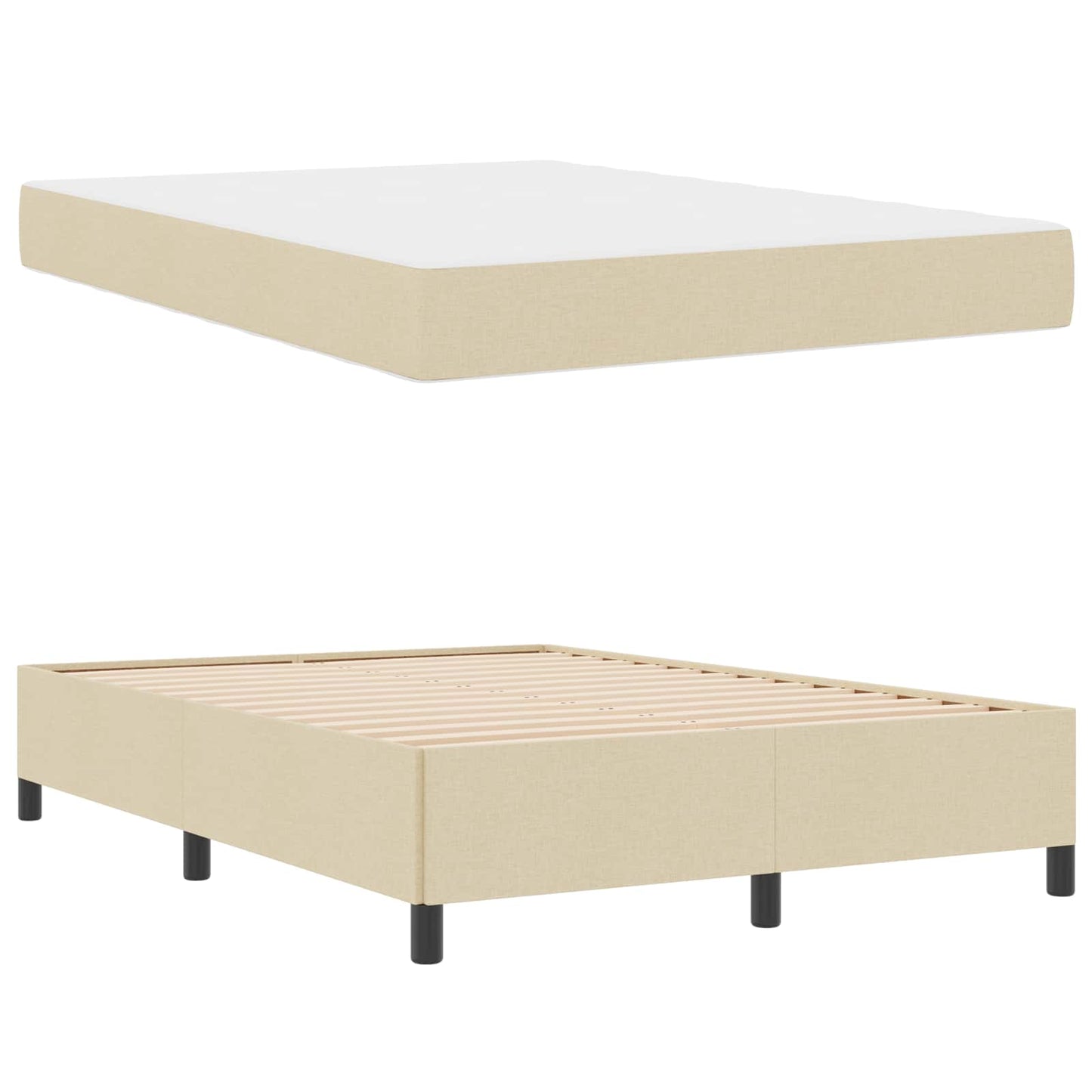 vidaXL Κρεβάτι με ελατήρια Κρεμ 140 x 200 cm ύφασμα