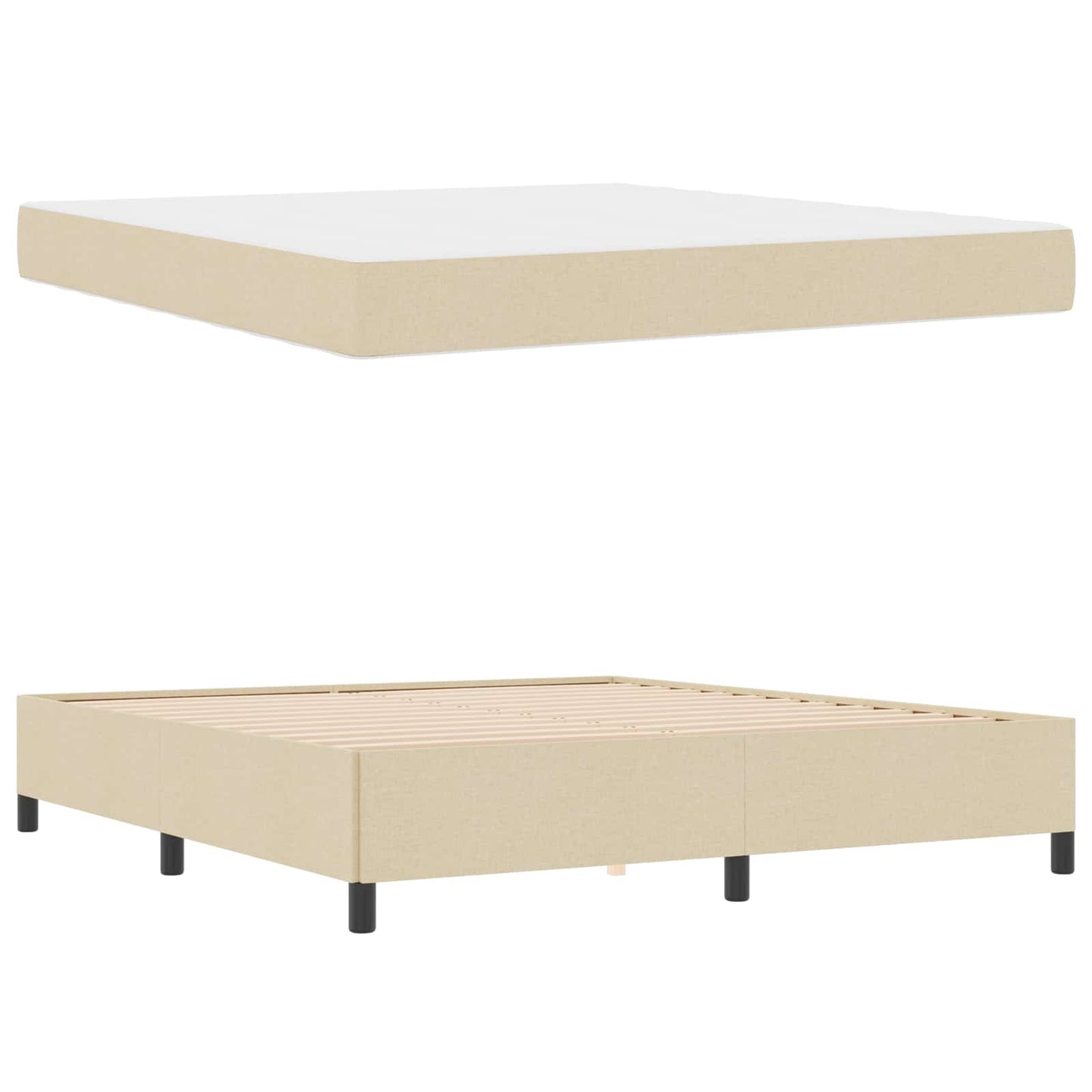 vidaXL Κρεβάτι με ελατήρια Κρεμ 180 x 200 cm ύφασμα