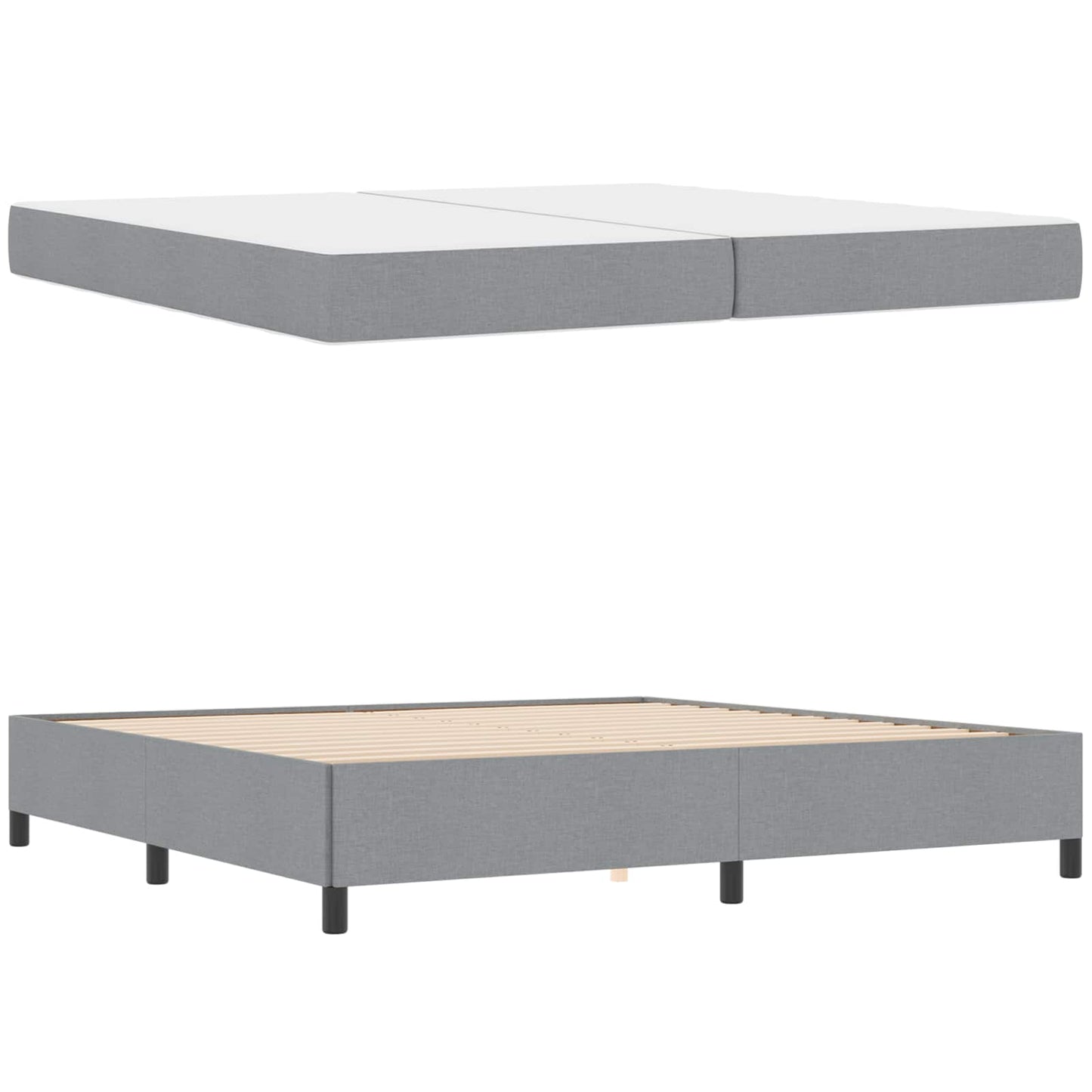 vidaXL Κρεβάτι με ελατήρια Ανοιχτό γκρι και Μαύρο 200 x 200 cm