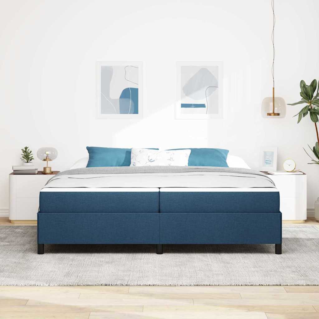 vidaXL Κρεβάτι με ελατήρια με στρώμα Μπλε 200 x 200 cm ύφασμα