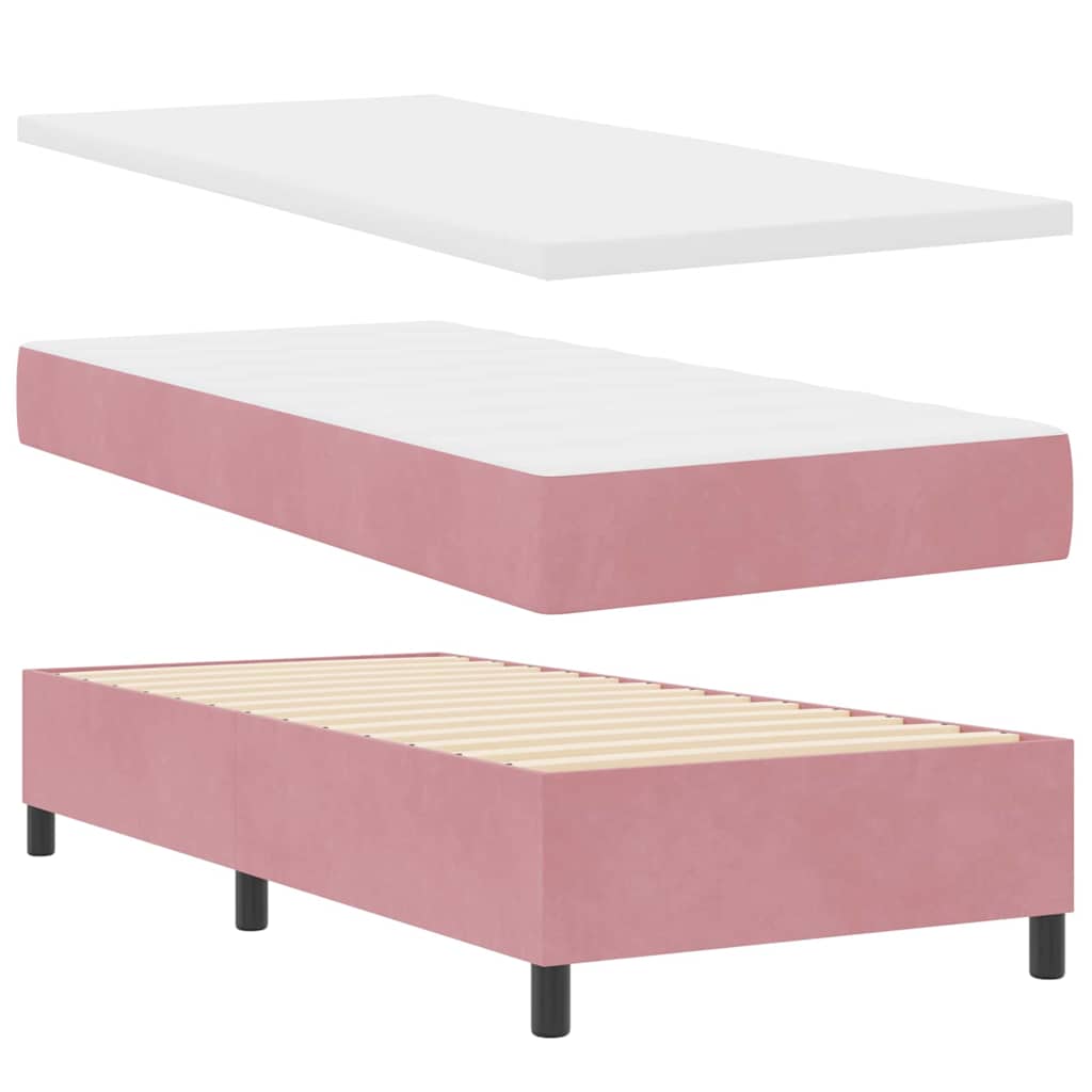 vidaXL Κρεβάτι με ελατήρια με κεφαλάρι Ροζ 200 x 100 cm Βελούδο