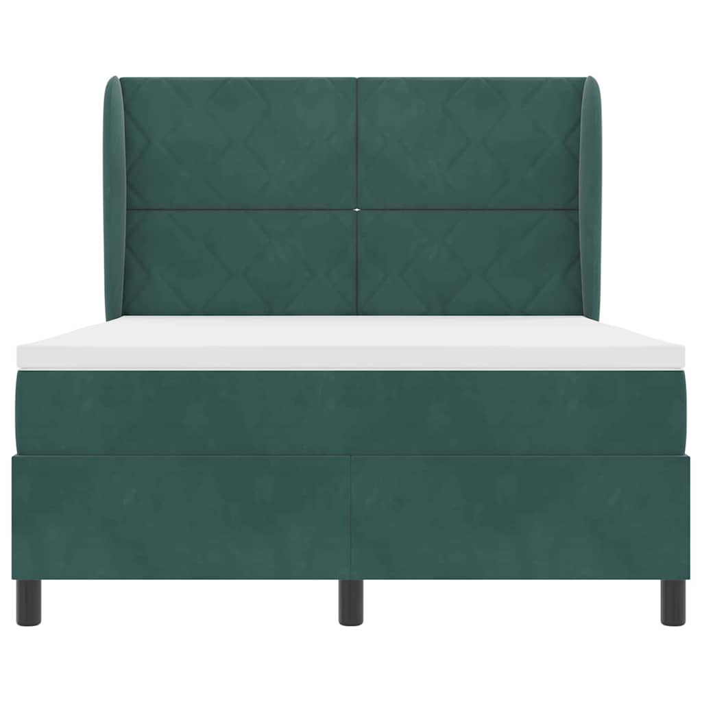 vidaXL Κρεβάτι με ελατήρια Σκούρο Πράσινο 200 x 140 cm Βελούδο
