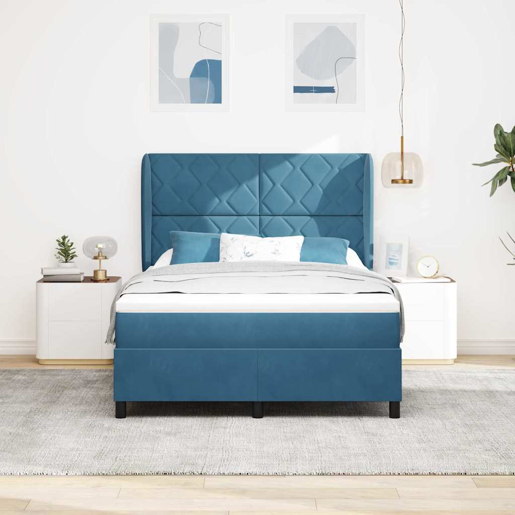 vidaXL Κρεβάτι με ελατήρια Σκούρο Μπλε 200 x 140 cm Βελούδο