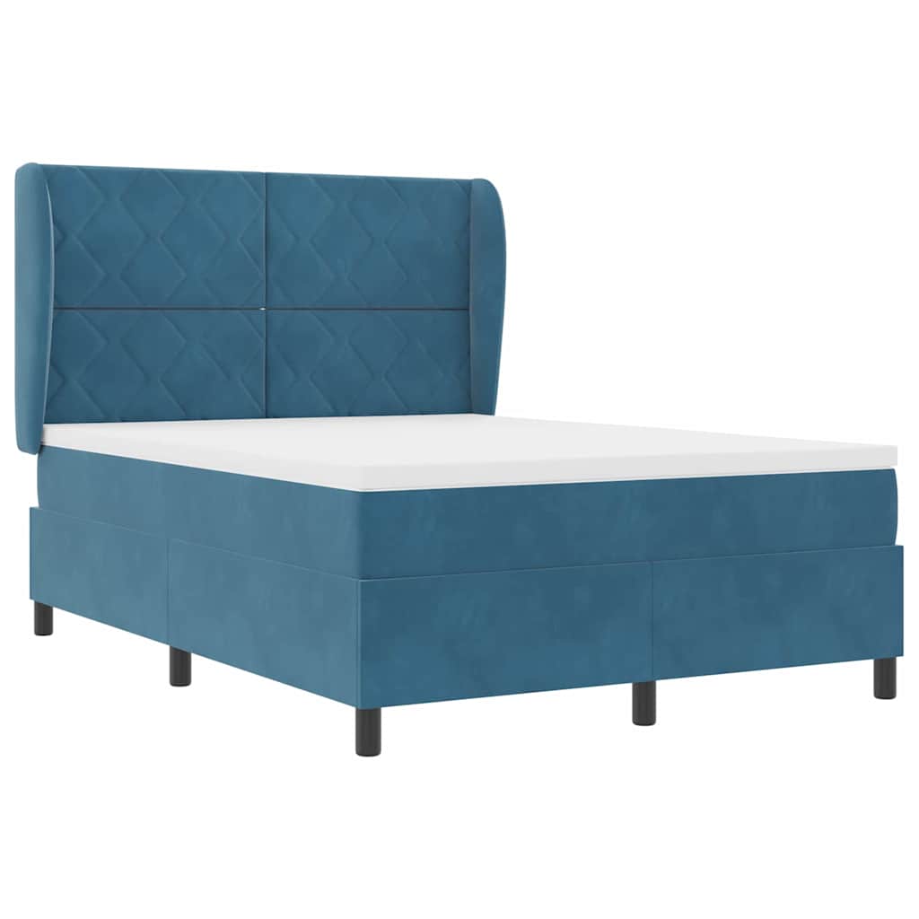 vidaXL Κρεβάτι με ελατήρια Σκούρο Μπλε 200 x 140 cm Βελούδο