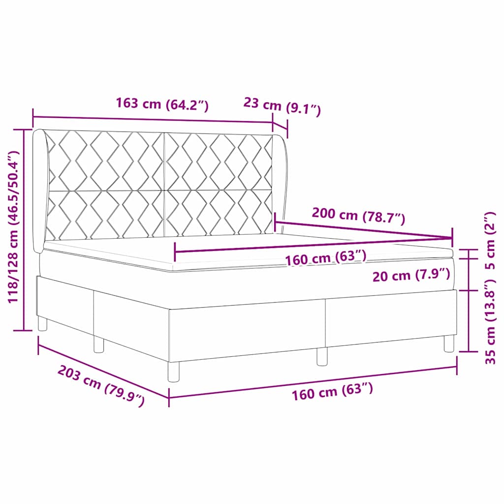 vidaXL Κρεβάτι με ελατήρια Σκούρο Πράσινο 200 x 160 εκατοστά Βελούδο