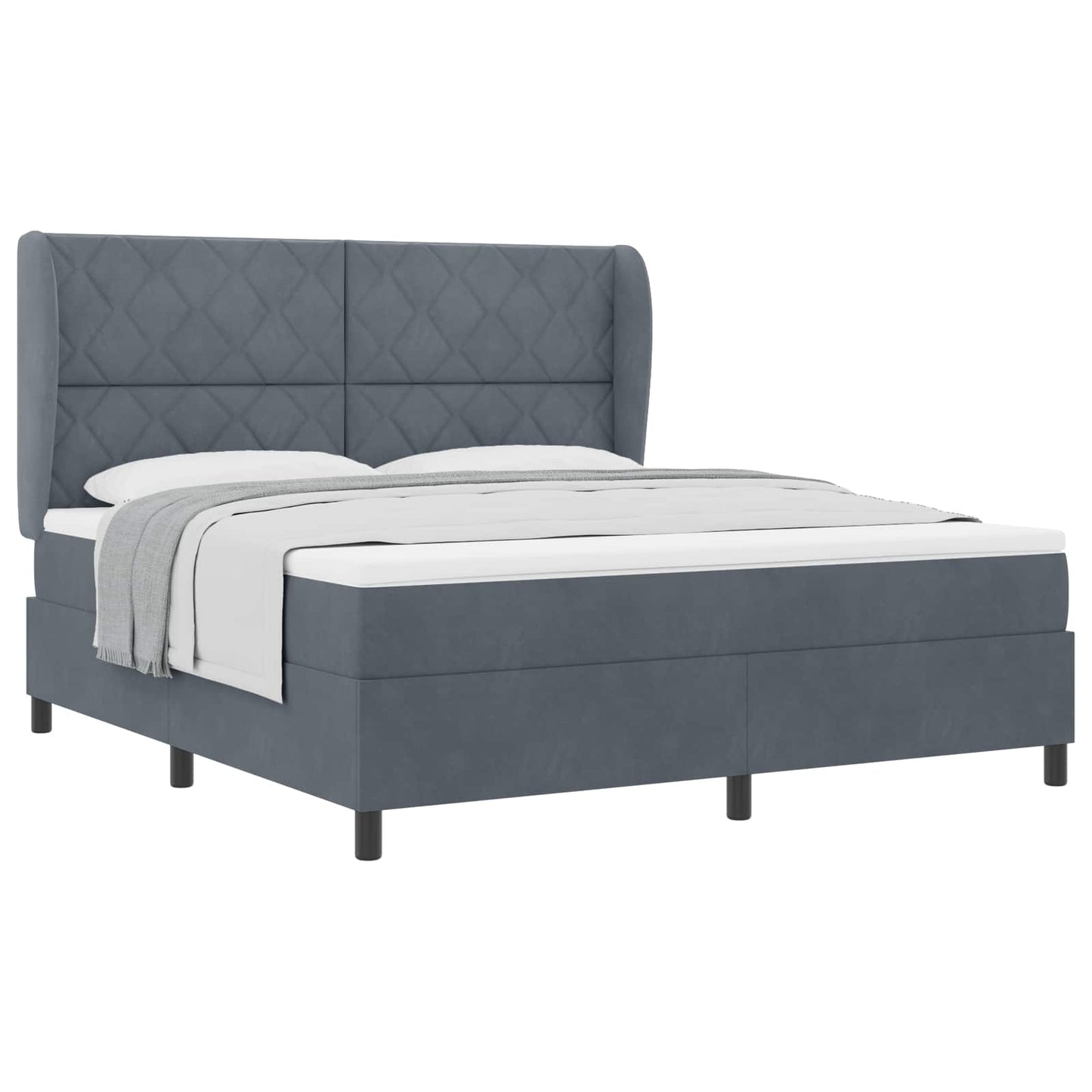 vidaXL Κρεβάτι με ελατήρια Σκούρο Γκρι 200 x 180 cm Βελούδο