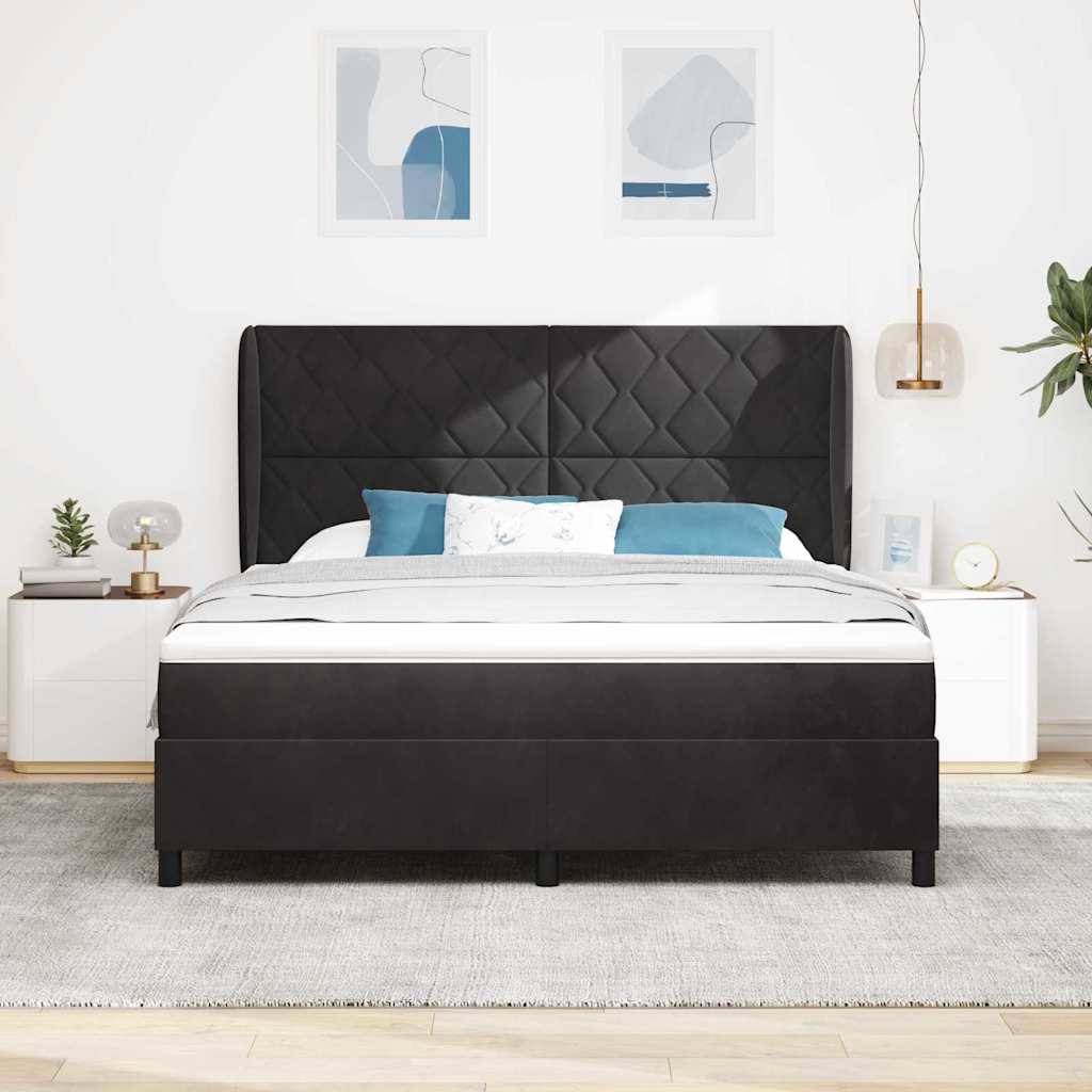 vidaXL Κρεβάτι με ελατήρια με κεφαλάρι Μαύρο 200 x 180 cm Βελούδο