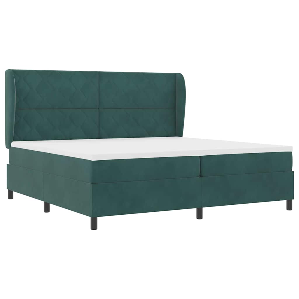 vidaXL Κρεβάτι με ελατήρια Σκούρο Πράσινο 200 x 200 cm Βελούδο