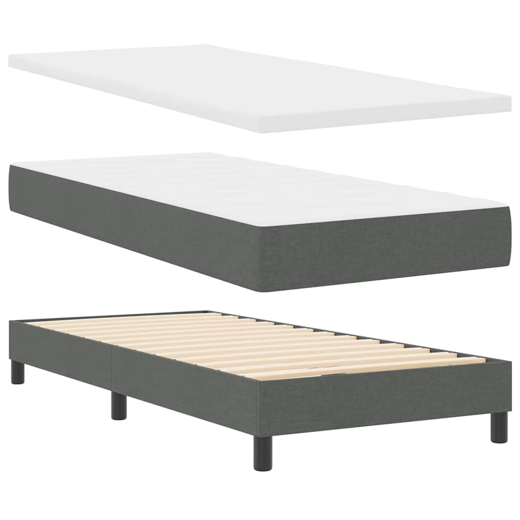 vidaXL Κρεβάτι Box Spring με Στρώμα - Σκούρο Γκρι - 90 x 200 cm - Υφάσματος