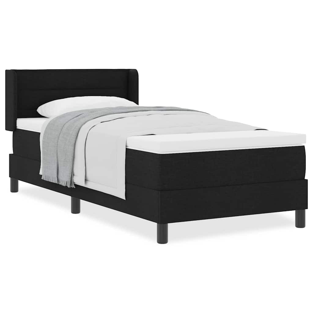 vidaXL Κρεβάτι με ελατήρια Μαύρο 90 x 200 cm Ύφασμα και αφρός