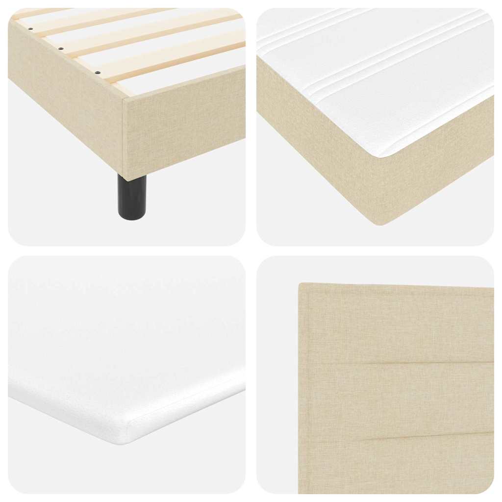 vidaXL Κρεβάτι με ελατήρια με κεφαλάρι Κρεμ 200 x 100 cm ύφασμα