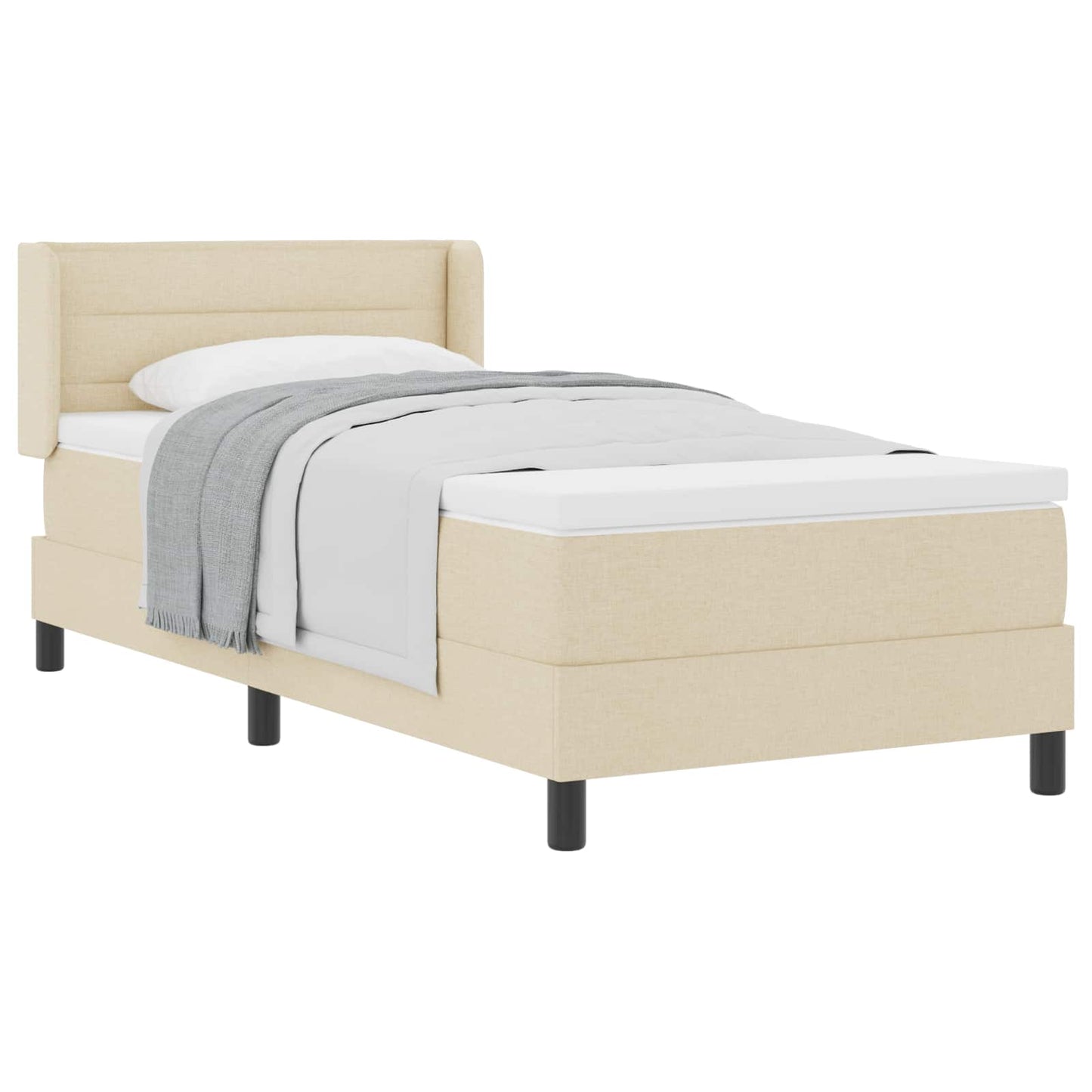 vidaXL Κρεβάτι με ελατήρια με κεφαλάρι Κρεμ 200 x 100 cm ύφασμα