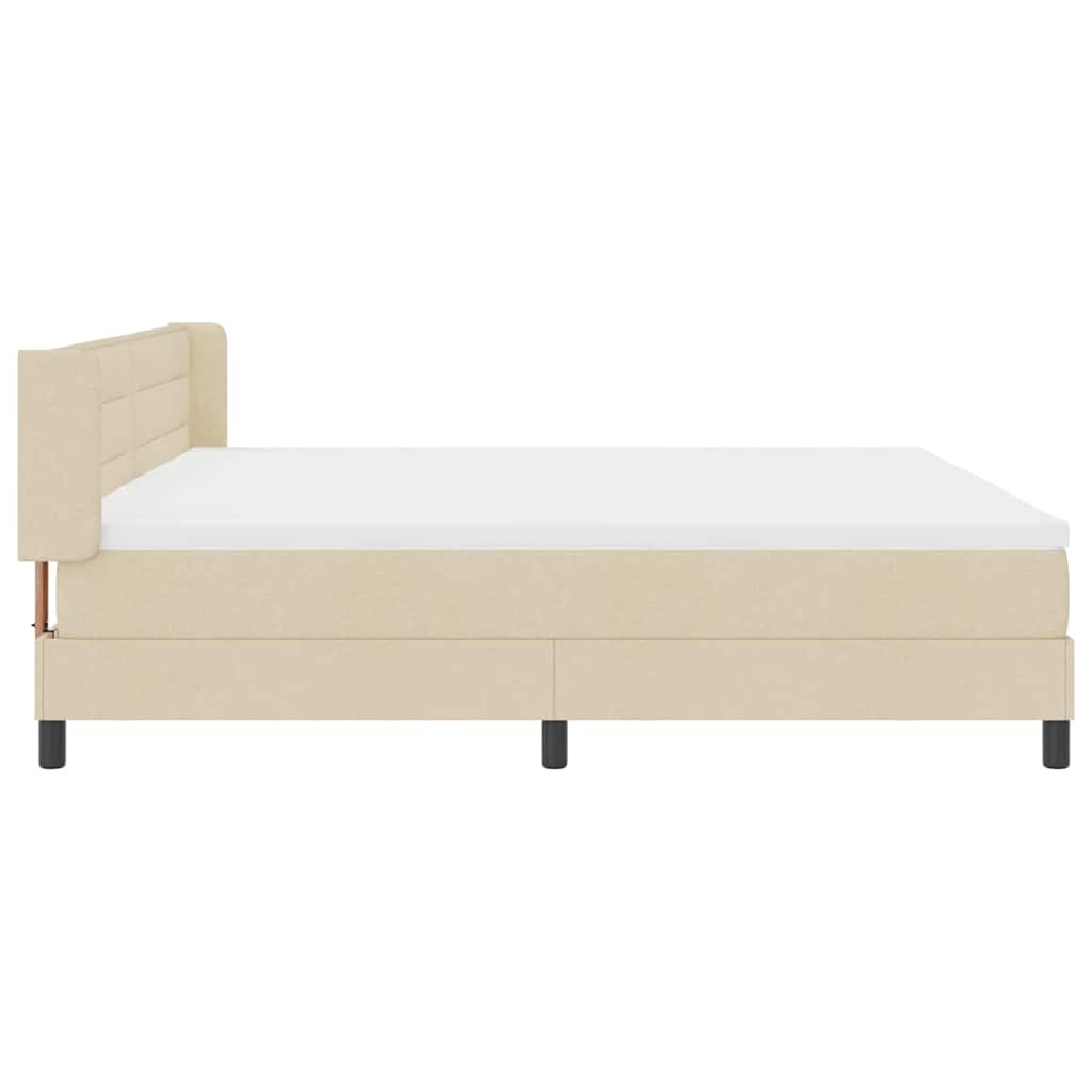 vidaXL Κρεβάτι με ελατήρια με στρώμα Κρεμ 200 x 200 cm ύφασμα