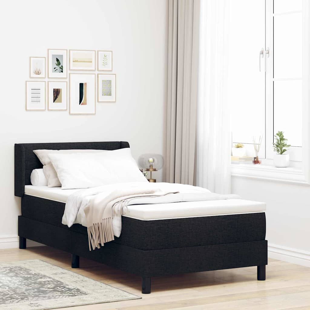 vidaXL Κρεβάτι με ελατήρια Μαύρο 90 x 200 cm Ύφασμα και αφρός