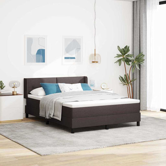 vidaXL Κρεβάτι με ελατήρια Σκούρο Καφέ 190 x 140 εκατοστά ύφασμα