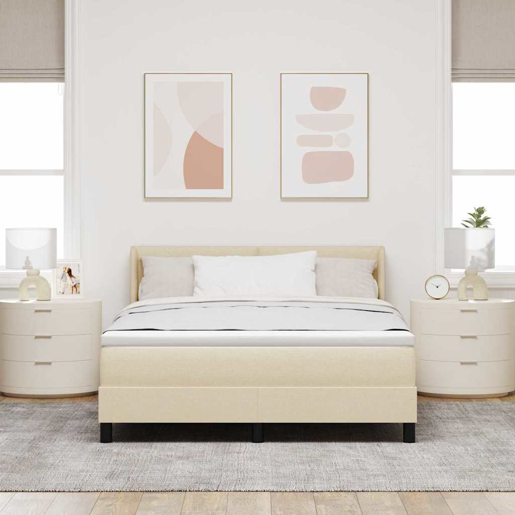 vidaXL Κρεβάτι με ελατήρια με κεφαλάρι Κρεμ 200 x 140 cm ύφασμα