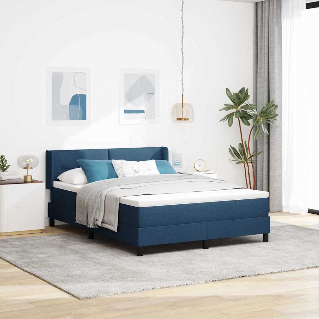 vidaXL Κρεβάτι με ελατήρια με κεφαλάρι Μπλε 200 x 140 cm ύφασμα