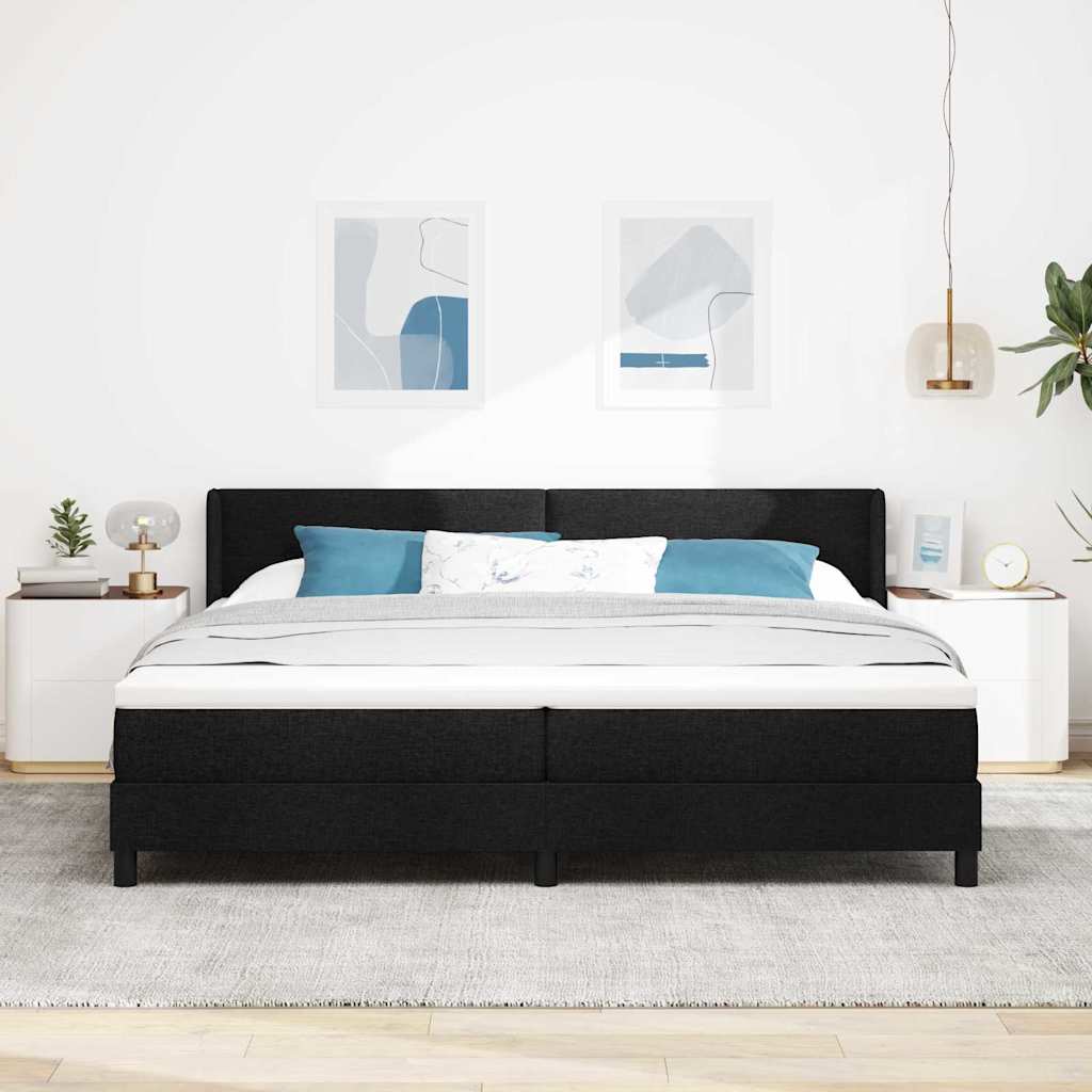 vidaXL Κρεβάτι με ελατήρια με κεφαλάρι Μαύρο 200 x 200 cm ύφασμα