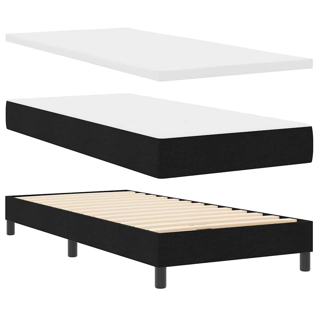 vidaXL Κρεβάτι με ελατήρια με κεφαλάρι Μαύρο 200 x 200 cm ύφασμα