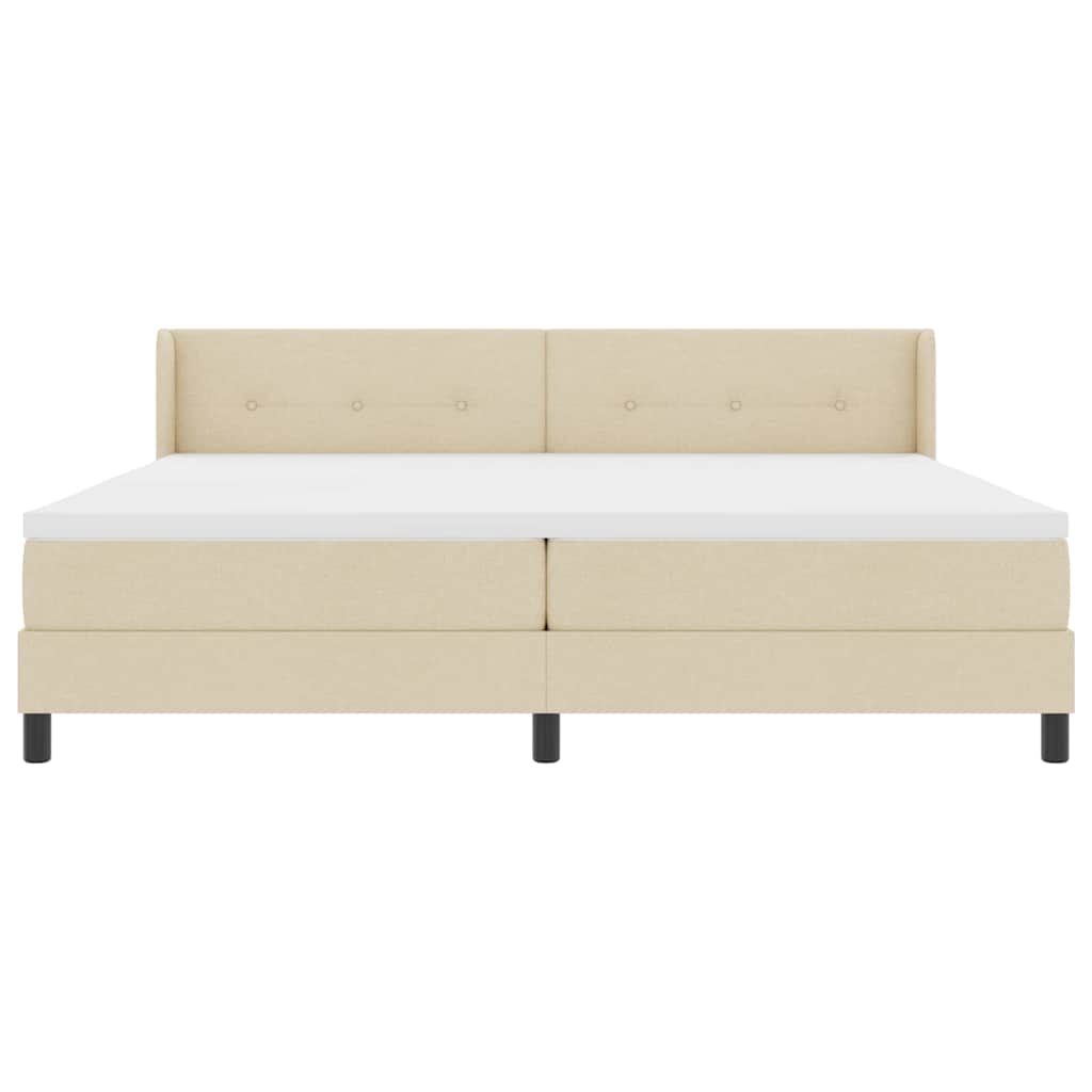 vidaXL Κρεβάτι με ελατήρια με κεφαλάρι Κρεμ 200 x 200 cm ύφασμα