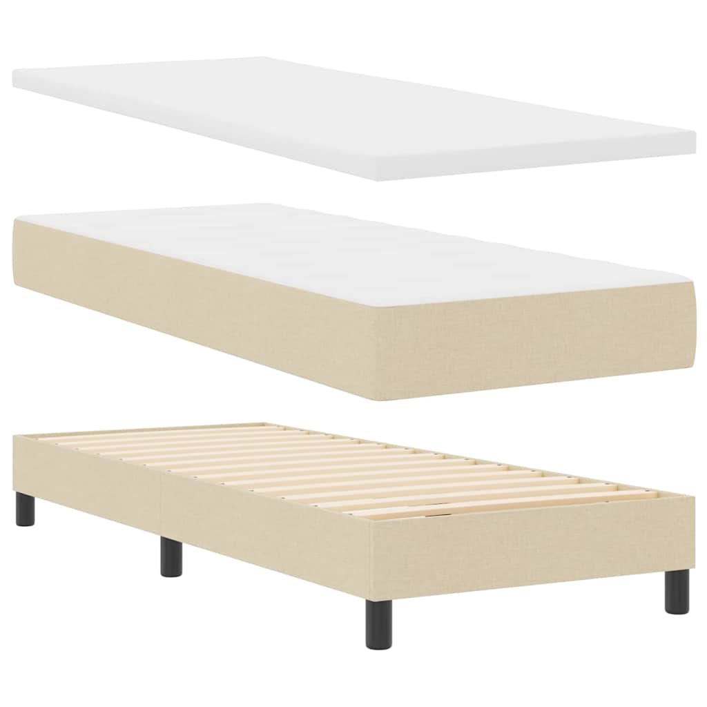 vidaXL Κρεβάτι με ελατήρια με κεφαλάρι Κρεμ 200 x 80 εκατοστά ύφασμα