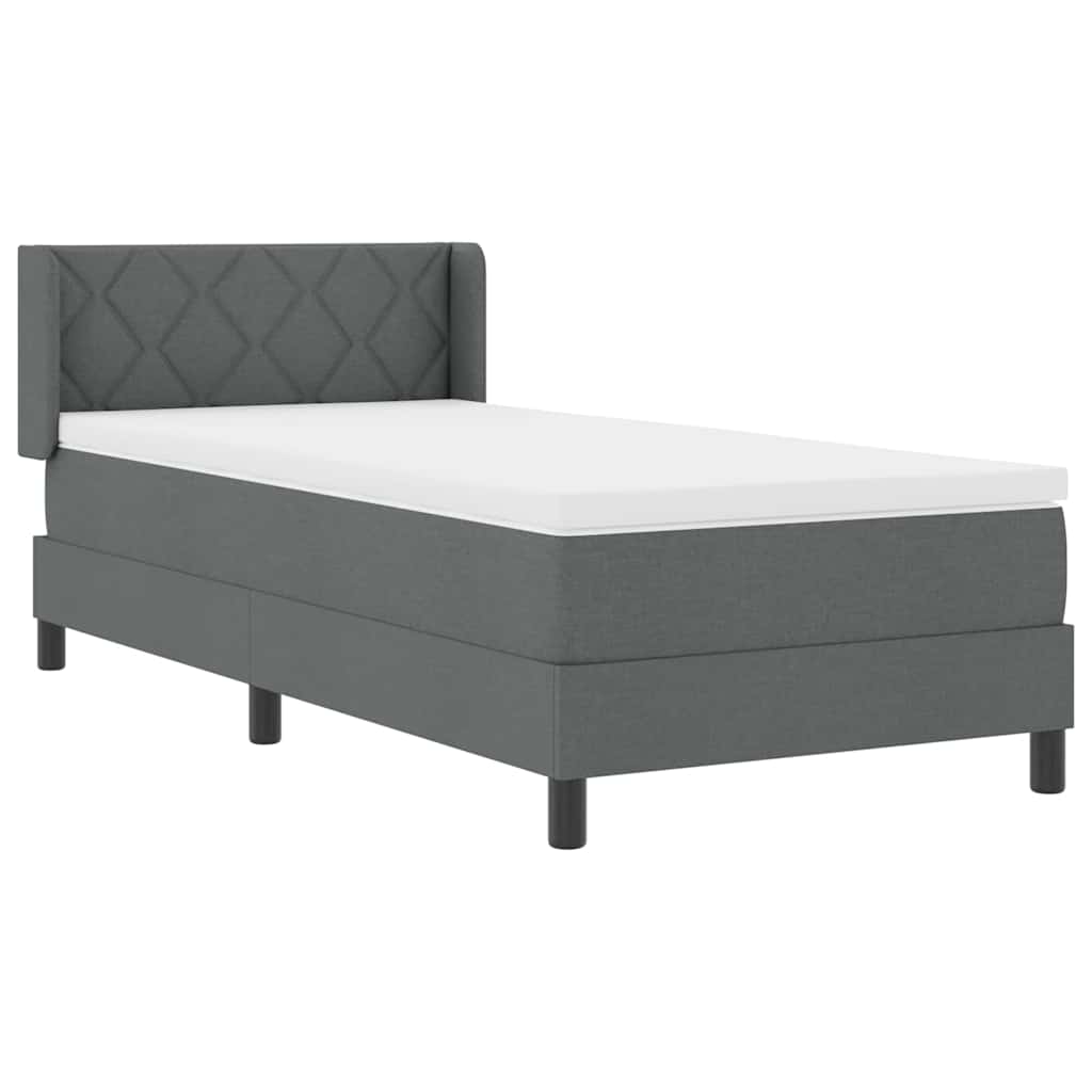 vidaXL Κρεβάτι Box Spring με Στρώμα – Σκούρο Γκρι – 90 x 190 cm – Υφάσματος