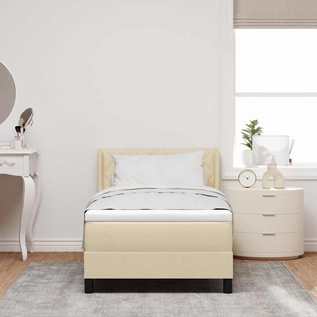 vidaXL Κρεβάτι με ελατήρια με μαξιλάρι Κρεμ 190 x 90 cm ύφασμα