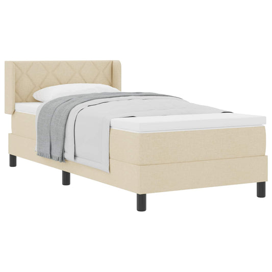 vidaXL Κρεβάτι με ελατήρια με μαξιλάρι Κρεμ 190 x 90 cm ύφασμα