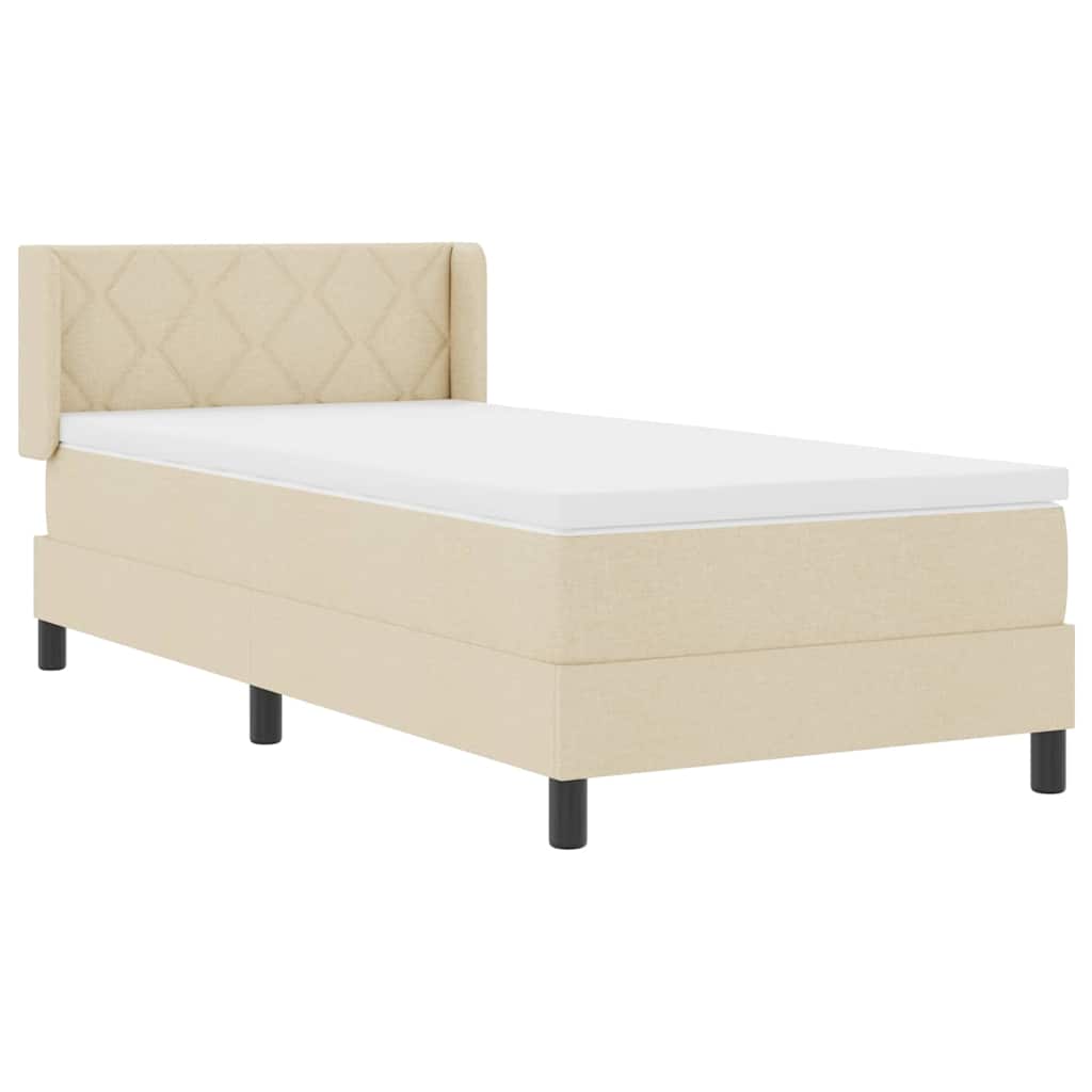 vidaXL Κρεβάτι με ελατήρια με μαξιλάρι Κρεμ 190 x 90 cm ύφασμα