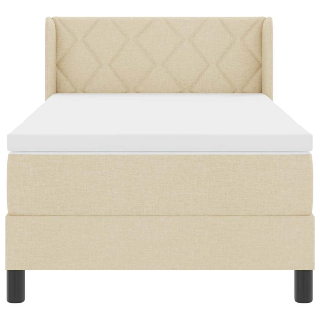 vidaXL Κρεβάτι με ελατήρια με μαξιλάρι Κρεμ 190 x 90 cm ύφασμα