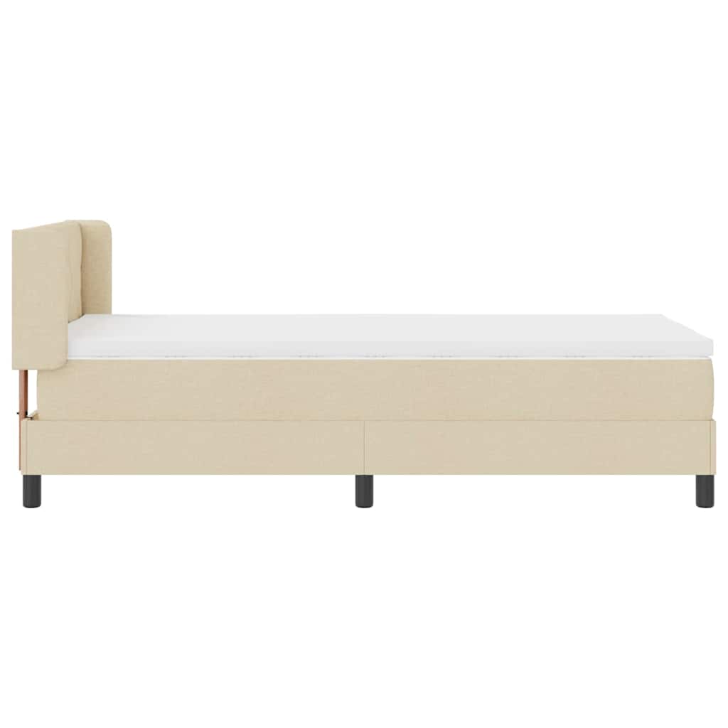 vidaXL Κρεβάτι με ελατήρια με μαξιλάρι Κρεμ 190 x 90 cm ύφασμα