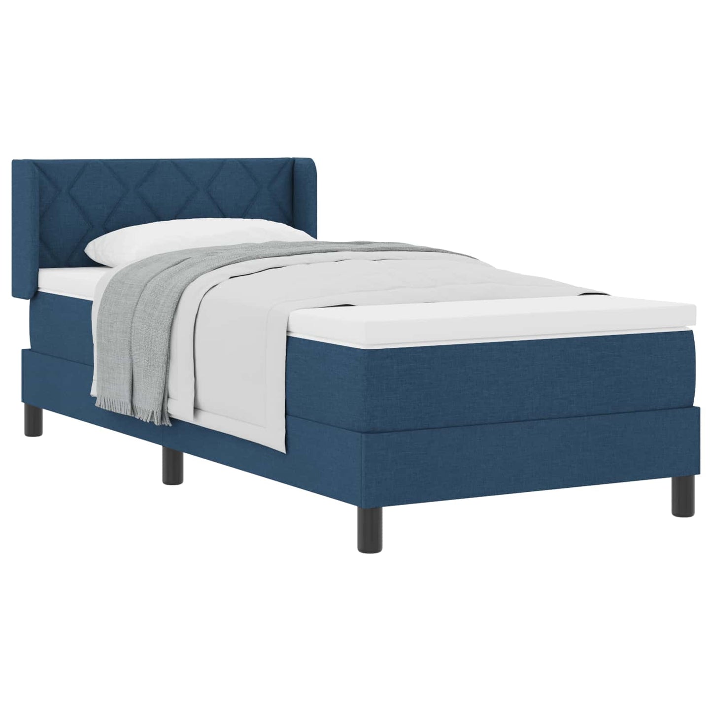 vidaXL Κρεβάτι με ελατήρια με κεφαλάρι Μπλε 190 x 90 cm ύφασμα