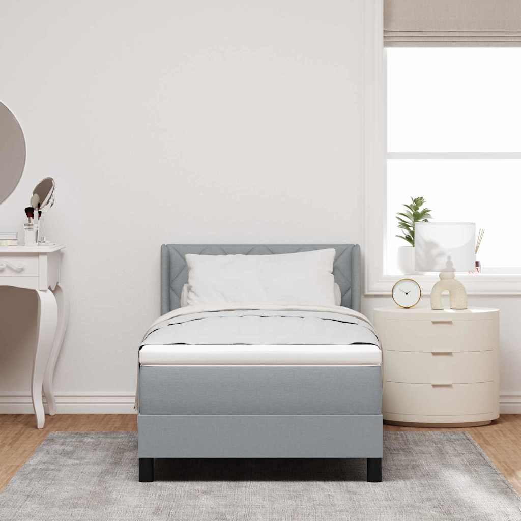 vidaXL Κρεβάτι με ελατήρια Ανοιχτό γκρι 200 x 100 cm ύφασμα
