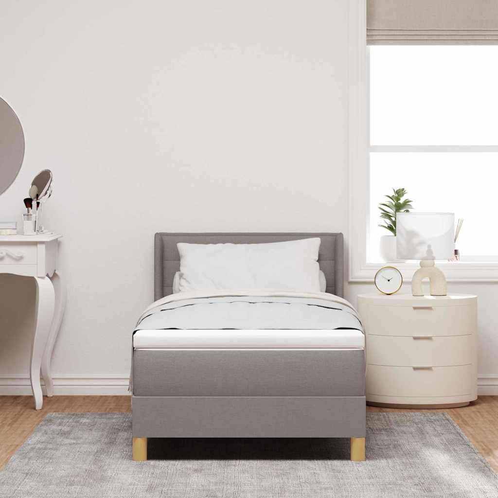 vidaXL Κρεβάτι με ελατήρια με στρώμα Taupe 190 x 90 cm ύφασμα