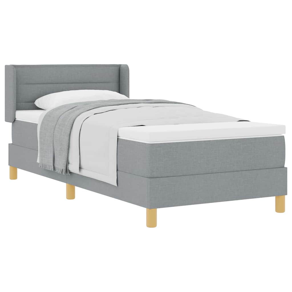 vidaXL Κρεβάτι Box Spring με Μαξιλάρι σε Ανοιχτό Γκρι, 90 x 200 εκ, Υφάσματα.