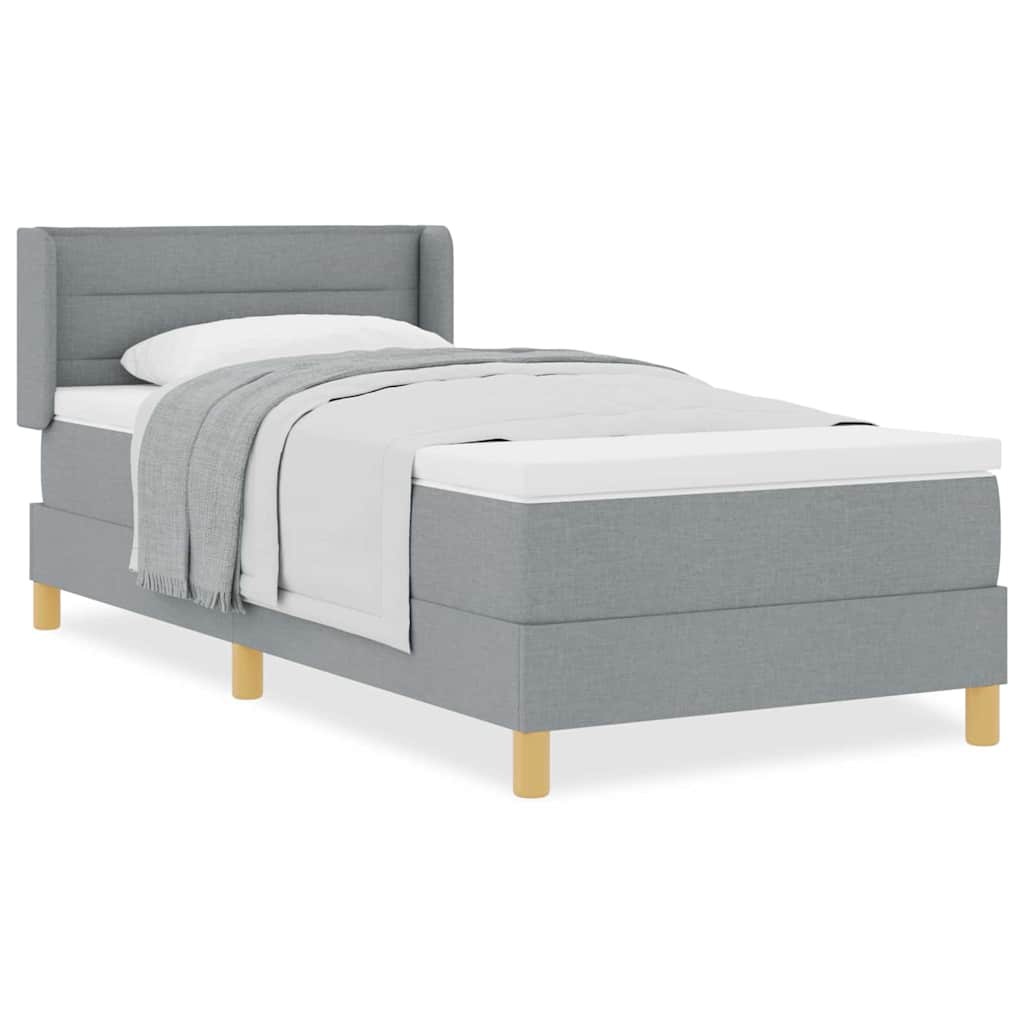 vidaXL Κρεβάτι Box Spring με Μαξιλάρι σε Ανοιχτό Γκρι, 90 x 200 εκ, Υφάσματα.