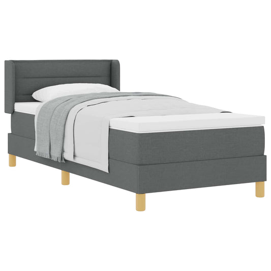 vidaXL Κρεβάτι με ελατήρια με στρώμα Σκούρο Γκρι 200 x 90 εκ. ύφασμα