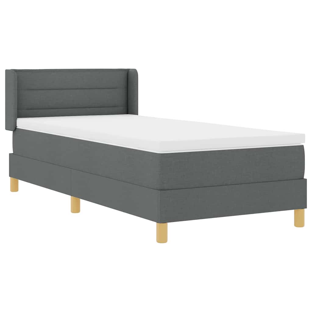 vidaXL Κρεβάτι Box Spring με Στρώμα σε Γκρι Σκούρο, 90 x 200 cm, Υφασμάτινο
