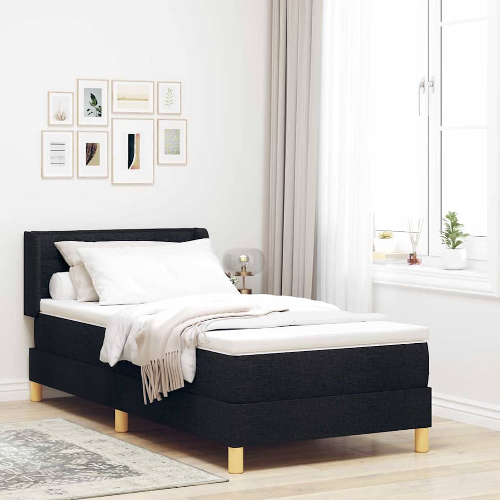 vidaXL Κρεβάτι με ελατήρια Μαύρο και Λευκό 90 x 200 cm ύφασμα