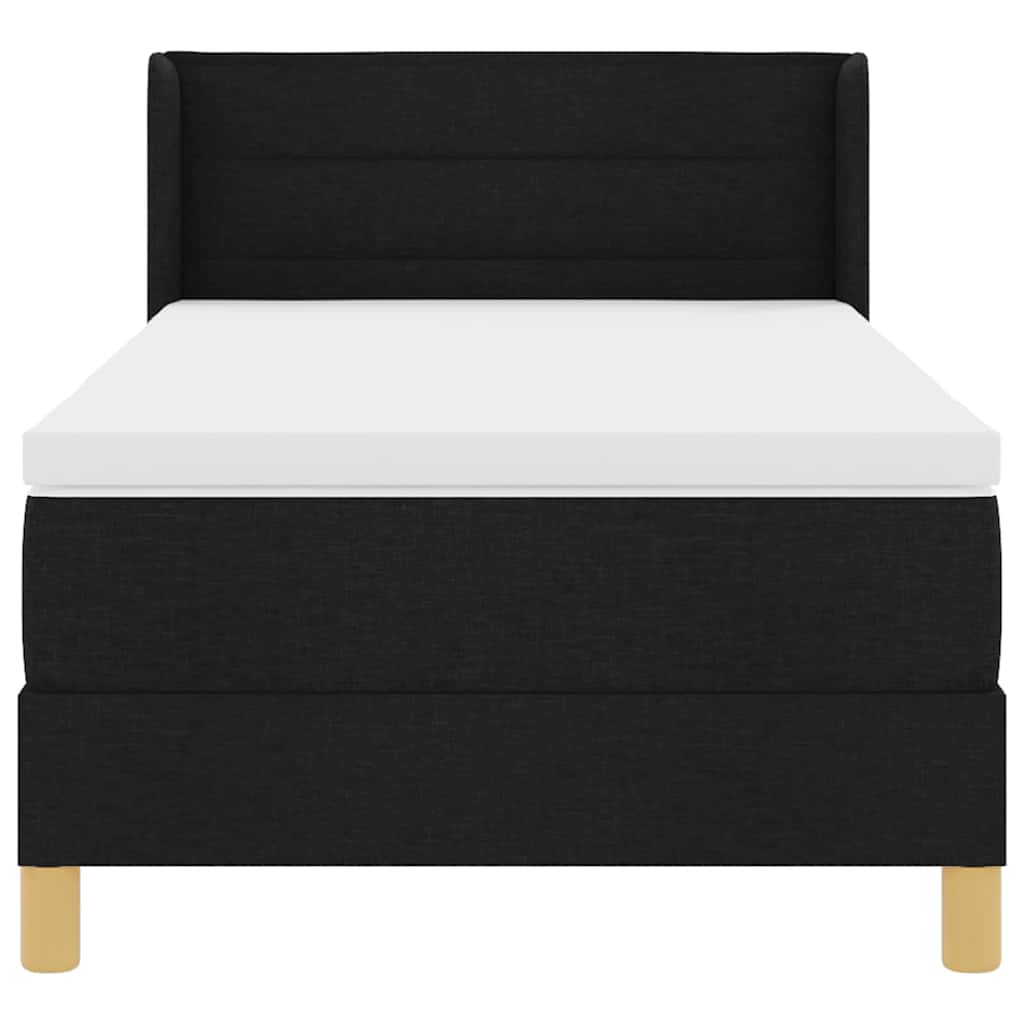 vidaXL Κρεβάτι με ελατήρια Μαύρο και Λευκό 90 x 200 cm ύφασμα